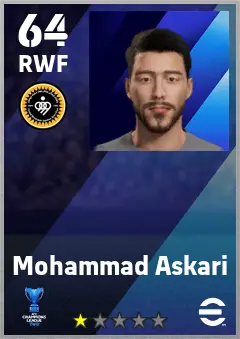 Mohammad Askari eFootball 2026 player card — 64 OVR RWF