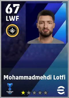 Mohammadmehdi Lotfi eFootball 2026 player card — 67 OVR LWF