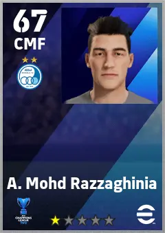 A. Mohd Razzaghinia eFootball 2026 player card — 67 OVR CMF