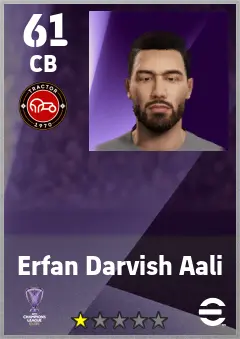 Erfan Darvish Aali eFootball 2026 player card — 61 OVR CB
