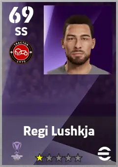 Regi Lushkja eFootball 2026 player card — 69 OVR SS