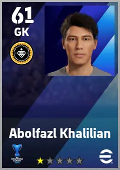 Abolfazl Khalilian eFootball 2026 player card — 61 OVR GK