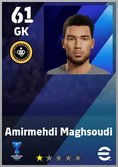 Amirmehdi Maghsoudi eFootball 2026 player card — 61 OVR GK