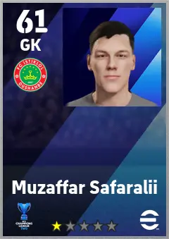 Muzaffar Safaralii eFootball 2026 player card — 61 OVR GK