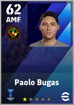 Paolo Bugas eFootball 2026 player card — 62 OVR AMF