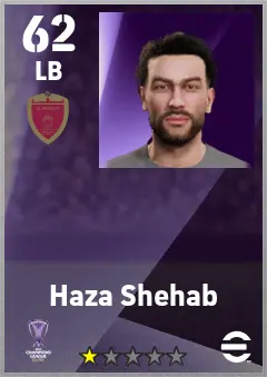 Haza Shehab eFootball 2026 player card — 62 OVR LB