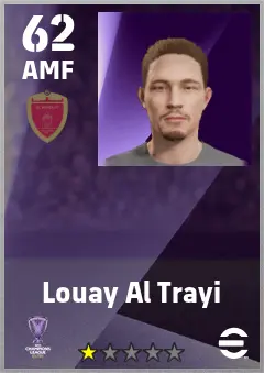 Louay Al Trayi eFootball 2026 player card — 62 OVR AMF
