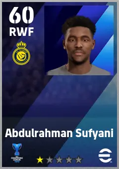 Abdulrahman Sufyani eFootball 2026 player card — 60 OVR RWF