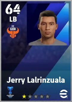 Jerry Lalrinzuala eFootball 2026 player card — 64 OVR LB