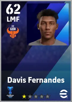 Davis Fernandes eFootball 2026 player card — 62 OVR LMF
