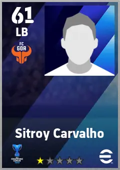 Sitroy Carvalho eFootball 2026 player card — 61 OVR LB