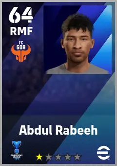 Abdul Rabeeh eFootball 2026 player card — 64 OVR RMF