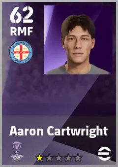 Aaron Cartwright eFootball 2026 player card — 62 OVR RMF