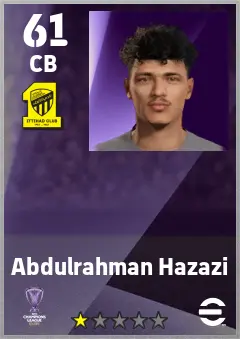 Abdulrahman Hazazi eFootball 2026 player card — 61 OVR CB