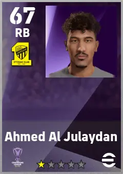 Ahmed Al Julaydan eFootball 2026 player card — 67 OVR RB