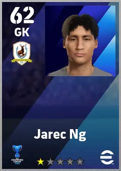 Jarec Ng eFootball 2026 player card — 62 OVR GK