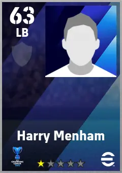 Harry Menham eFootball 2026 player card — 63 OVR LB