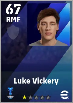 Luke Vickery eFootball 2026 player card — 67 OVR RMF