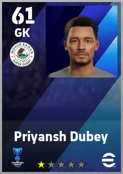 Priyansh Dubey eFootball 2026 player card — 61 OVR GK