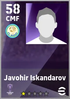 Javohir Iskandarov eFootball 2026 player card — 58 OVR CMF