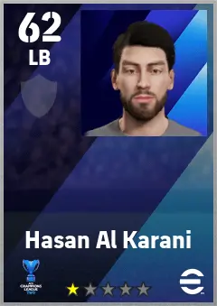 Hasan Al Karani eFootball 2026 player card — 62 OVR LB