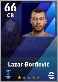 Lazar Dordevic eFootball 2026 player card — 66 OVR CB
