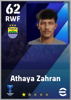 Athaya Zahran eFootball 2026 player card — 62 OVR RWF