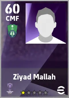 Ziyad Mallah eFootball 2026 player card — 60 OVR CMF