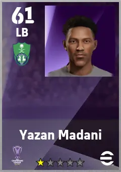 Yazan Madani eFootball 2026 player card — 61 OVR LB