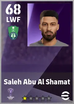 Saleh Abu Al Shamat eFootball 2026 player card — 68 OVR LWF