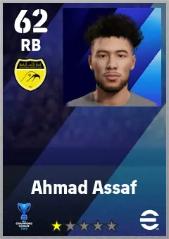 Ahmad Assaf eFootball 2026 player card — 62 OVR RB