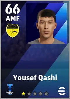 Yousef Qashi eFootball 2026 player card — 66 OVR AMF