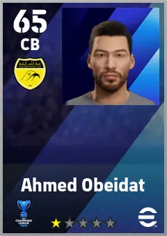 Ahmed Obeidat eFootball 2026 player card — 65 OVR CB