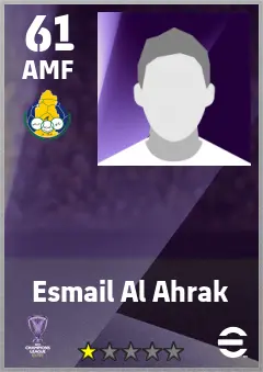 Esmail Al Ahrak eFootball 2026 player card — 61 OVR AMF