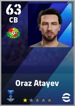Oraz Atayev eFootball 2026 player card — 63 OVR CB