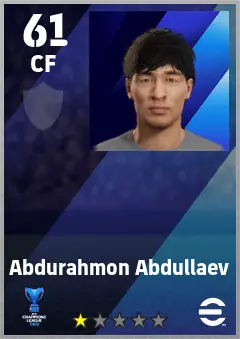 Abdurahmon Abdullaev eFootball 2026 player card — 61 OVR CF