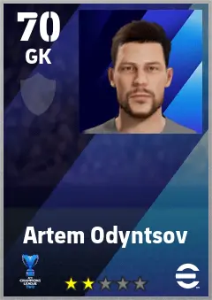 Artem Odyntsov eFootball 2026 player card — 70 OVR GK