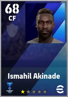 Ismahil Akinade eFootball 2026 player card — 68 OVR CF