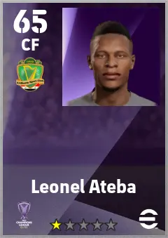 Leonel Ateba eFootball 2026 player card — 65 OVR CF