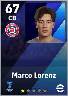 Marco Lorenz eFootball 2026 player card — 67 OVR CB