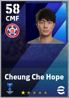 Cheung Che Hope eFootball 2026 player card — 58 OVR CMF