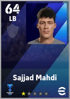 Sajjad Mahdi eFootball 2026 player card — 64 OVR LB