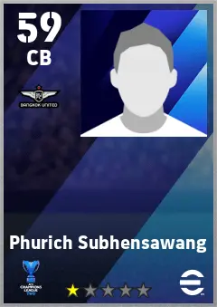 Phurich Subhensawang eFootball 2026 player card — 59 OVR CB