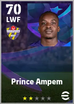 Prince Ampem eFootball 2026 player card — 70 OVR LWF