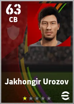 Jakhongir Urozov eFootball 2026 player card — 63 OVR CB