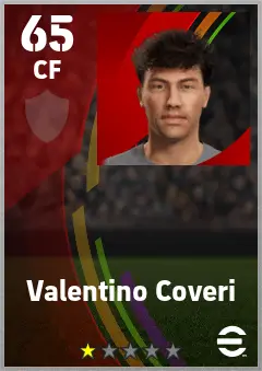 Valentino Coveri eFootball 2026 player card — 65 OVR CF