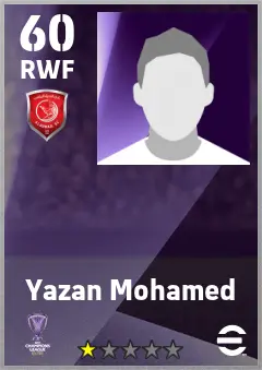 Yazan Mohamed eFootball 2026 player card — 60 OVR RWF