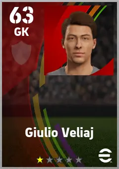 Giulio Veliaj eFootball 2026 player card — 63 OVR GK