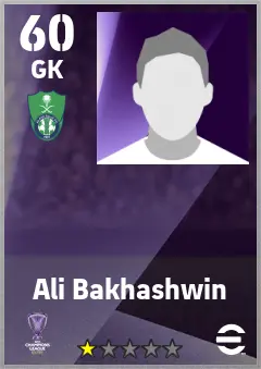 Ali Bakhashwin eFootball 2026 player card — 60 OVR GK