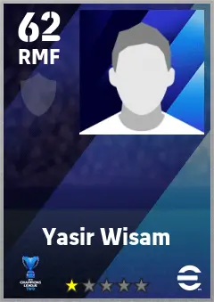 Yasir Wisam eFootball 2026 player card — 62 OVR RMF